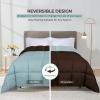 Superior Brushed Microfiber Comforter, Down Alternative Bedding, Medium Weight, Soft Bed Cover, Plush Duvet Insert, Oversized Blanket, Box Quilt, Reversible Comforter, Twin/Twin XL, Navy Blue(Chocolate-sky Blue)