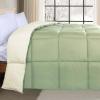 Superior Brushed Microfiber Comforter, Down Alternative Bedding, Medium Weight, Soft Bed Cover, Plush Duvet Insert, Oversized Blanket, Box Quilt, Reversible Comforter, Twin/Twin XL, Navy Blue(Ivory-sage)