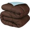 Superior Brushed Microfiber Comforter, Down Alternative Bedding, Medium Weight, Soft Bed Cover, Plush Duvet Insert, Oversized Blanket, Box Quilt, Reversible Comforter, Twin/Twin XL, Navy Blue(Choco-sky Blue)