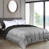 Superior Brushed Microfiber Comforter, Down Alternative Bedding, Medium Weight, Soft Bed Cover, Plush Duvet Insert, Oversized Blanket, Box Quilt, Reversible Comforter, Twin/Twin XL, Navy Blue(Black-grey)