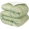 Superior Brushed Microfiber Comforter, Down Alternative Bedding, Medium Weight, Soft Bed Cover, Plush Duvet Insert, Oversized Blanket, Box Quilt, Reversible Comforter, Twin/Twin XL, Navy Blue(Ivory-sage)