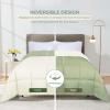Superior Brushed Microfiber Comforter, Down Alternative Bedding, Medium Weight, Soft Bed Cover, Plush Duvet Insert, Oversized Blanket, Box Quilt, Reversible Comforter, Twin/Twin XL, Navy Blue(Ivory-sage)