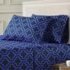 Superior Extra Soft Printed Highest Quality All Season 100% Brushed Cotton Flannel Trellis Bedding Pillowcase Set – Navy Blue Trellis, King Size(Navy Blue)