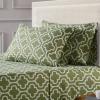 Superior Extra Soft Printed Highest Quality All Season 100% Brushed Cotton Flannel Trellis Bedding Pillowcase Set – Navy Blue Trellis, King Size(Sage)