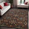 Superior Indoor Area Rug with Jute Backing, Modern Floor Decor for Home Hallway, Living Room, Floor Cover, Entryway, Bedroom, Modern Abstract- 2’x3′, Chocolate(Midnight Blue)