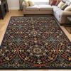 Superior Indoor Area Rug with Jute Backing, Modern Floor Decor for Home Hallway, Living Room, Floor Cover, Entryway, Bedroom, Modern Abstract- 2’x3′, Chocolate(Midnight Blue)