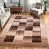 Superior Indoor Non-Slip Area Rug, Rustic Floor Decor, Color Block Rug for Living Room, Bedroom, Office, Kitchen, Dining, Washable Rugs, Foam Back, Lockwood Collection, 5′ x 8′, Chocolate