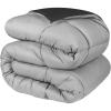 Superior Brushed Microfiber Comforter, Down Alternative Bedding, Medium Weight, Soft Bed Cover, Plush Duvet Insert, Oversized Blanket, Box Quilt, Reversible Comforter, Twin/Twin XL, Navy Blue(Black-grey)