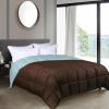 Superior Brushed Microfiber Comforter, Down Alternative Bedding, Medium Weight, Soft Bed Cover, Plush Duvet Insert, Oversized Blanket, Box Quilt, Reversible Comforter, Twin/Twin XL, Navy Blue(Choco-sky Blue)