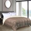 Superior Brushed Microfiber Comforter, Down Alternative Bedding, Medium Weight, Soft Bed Cover, Plush Duvet Insert, Oversized Blanket, Box Quilt, Reversible Comforter, Twin/Twin XL, Navy Blue(Ivory-taupe)