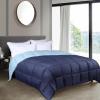 Superior Brushed Microfiber Comforter, Down Alternative Bedding, Medium Weight, Soft Bed Cover, Plush Duvet Insert, Oversized Blanket, Box Quilt, Reversible Comforter, Twin/Twin XL, Navy Blue(Taupe- Chocolate)