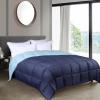 Superior Brushed Microfiber Comforter, Down Alternative Bedding, Medium Weight, Soft Bed Cover, Plush Duvet Insert, Oversized Blanket, Box Quilt, Reversible Comforter, Twin/Twin XL, Navy Blue(Navy Blue-light Blue)