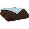 Superior Brushed Microfiber Comforter, Down Alternative Bedding, Medium Weight, Soft Bed Cover, Plush Duvet Insert, Oversized Blanket, Box Quilt, Reversible Comforter, Twin/Twin XL, Navy Blue(Chocolate-sky Blue)