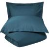 Superior Cotton Percale Duvet Cover Set, King/California King, Tan, 3-Pieces(Navy Blue)