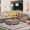 Superior Indoor Outdoor Area Rug, Floor Decor Perfect for Patio, Kitchen, Playroom, Pool, Camping, Coastal Striped Geometric Modern Rug, Eastyn Collection, 5′ 2″ x 7′ 2″, Cream