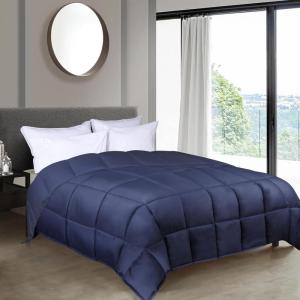 Superior Brushed Microfiber Comforter, Down Alternative Bedding, Medium Weight, Soft Bed Cover, Plush Duvet Insert, Oversized Blanket, Box Quilt, Reversible Comforter, Twin/Twin XL, Navy Blue(Navy Blue)
