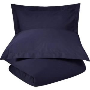 Superior Cotton Percale Duvet Cover Set, King/California King, Tan, 3-Pieces(Crown Blue)