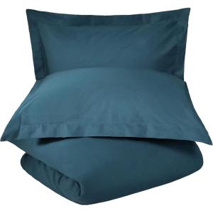 Superior Cotton Percale Duvet Cover Set, King/California King, Tan, 3-Pieces(Navy Blue)