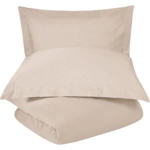 Superior Cotton Percale Duvet Cover Set, King/California King, Tan, 3-Pieces(Tan)