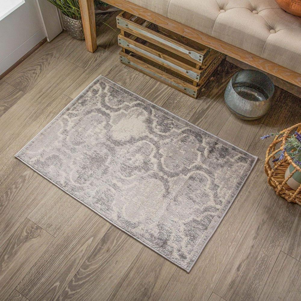 imageSuperior Indoor Area Runner Jute Backed Perfect for Hallway Living Dining Room Bedroom Office Kitchen Entryway Modern Geometric Trellis Floor Decor Viking Collection 2 7quot x 8 BrownCool Grey