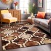 Superior Indoor Area Runner, Jute Backed, Perfect for Hallway, Living/ Dining Room, Bedroom, Office, Kitchen, Entryway, Modern Geometric Trellis Floor Decor, Viking Collection, 2′ 7″ x 8′, Brown(Coffee)