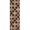 Superior Indoor Area Runner, Jute Backed, Perfect for Hallway, Living/ Dining Room, Bedroom, Office, Kitchen, Entryway, Modern Geometric Trellis Floor Decor, Viking Collection, 2′ 7″ x 8′, Brown(Red Blue)