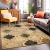 Superior Indoor Area Runner, Jute Backed, Perfect for Hallway, Living/ Dining Room, Bedroom, Office, Kitchen, Entryway, Modern Geometric Trellis Floor Decor, Viking Collection, 2′ 7″ x 8′, Brown(Cream)