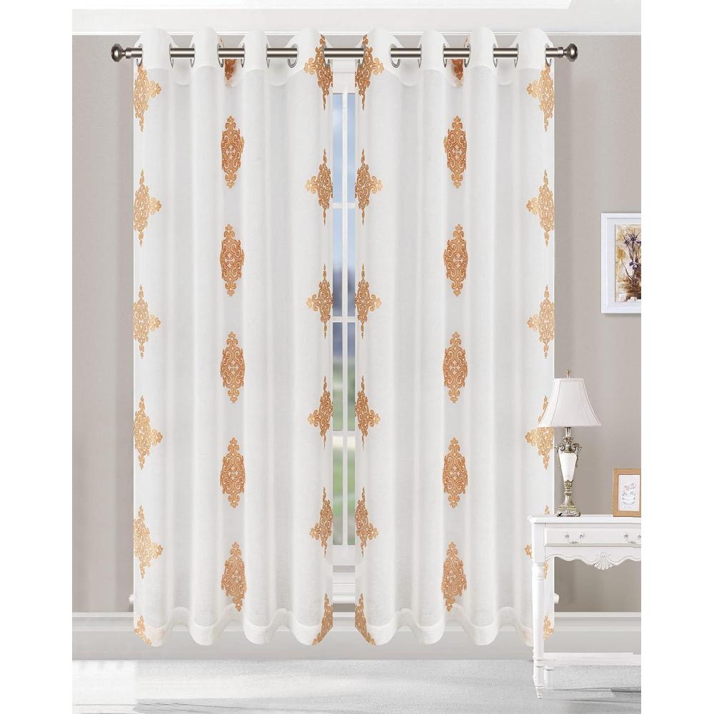 imageSuperior Dalitso Rope Sheer Curtains Window Accents Braided Rope Stripe Textured Traditional Modern Transitional Design with Stainless Grommets Curtain Set of 2 Panels 52quot W X 84quot L EcruGold
