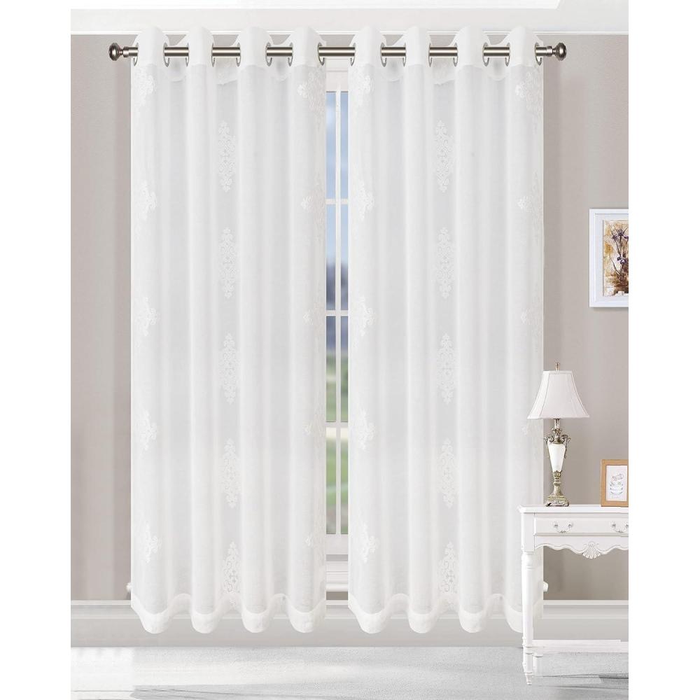 imageSuperior Dalitso Rope Sheer Curtains Window Accents Braided Rope Stripe Textured Traditional Modern Transitional Design with Stainless Grommets Curtain Set of 2 Panels 52quot W X 84quot L EcruWhite