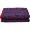 Superior Luxurious Diamonds Cotton Absorbent Oversized Bath Sheet Set of Two, Quick Dry, Perfect for Bathroom, Kitchen, or Beach, Attached Loop for Hook Hanging, Diamond and Solid, Red/Navy Blue(Red/Navy Blue)