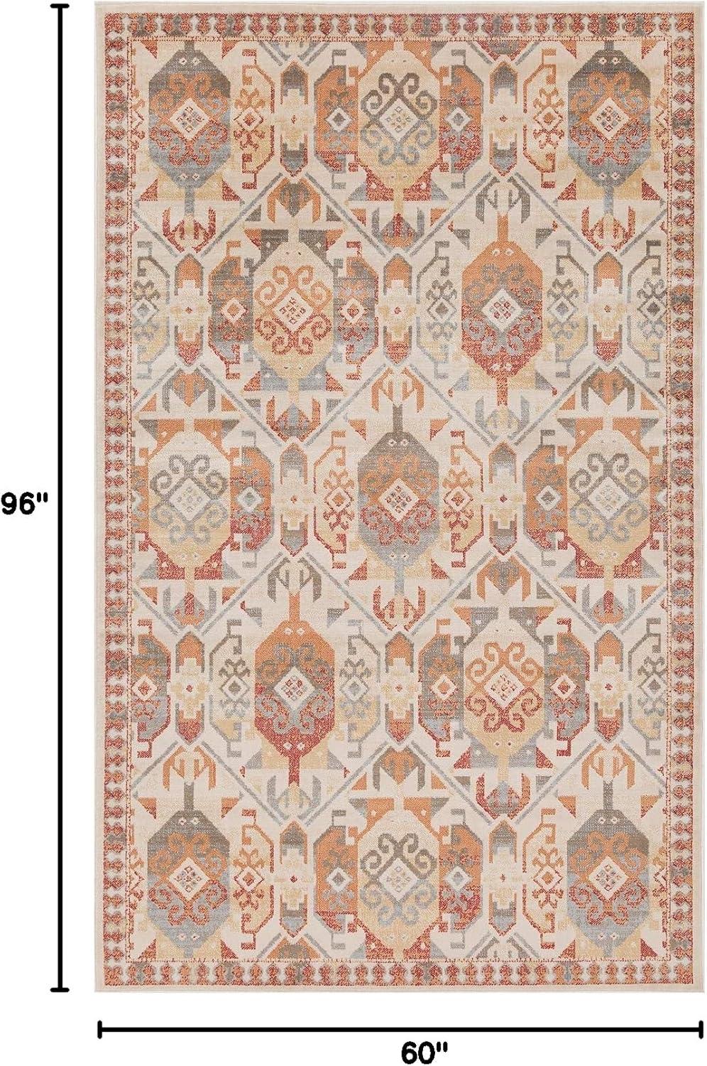 imageSUPERIOR Indoor Area Rug or Runner Patchwork Rustic Leaves Floor Decor Soft Plush Rugs for Living Room Office Kitchen Dining Aesthetic Home Accessories Zelder Collection 5ft x 8ft  Rust