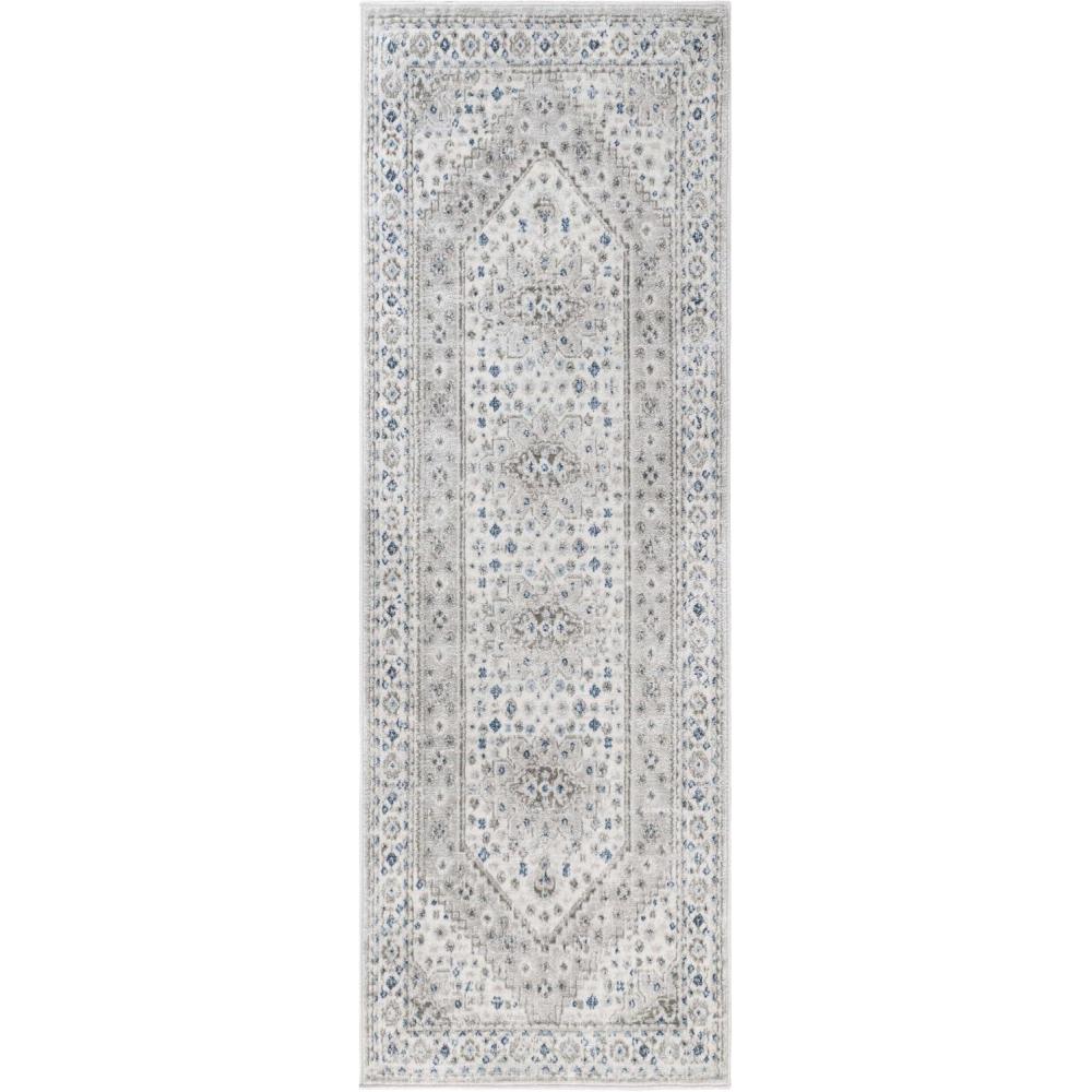 imageSuperior Indoor Area Rug Cotton Backing Traditional Medallion Rugs for Living Room Kitchen Dining Office Bedroom Floors Entryway Modern Farmhouse Home Decor Demelza Collection 3 x 5 BlueLayl  Grey