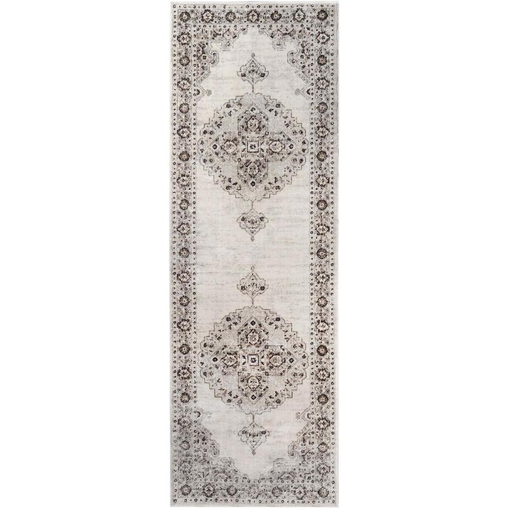 imageSuperior Indoor Area Rug Cotton Backing Traditional Medallion Rugs for Living Room Kitchen Dining Office Bedroom Floors Entryway Modern Farmhouse Home Decor Demelza Collection 3 x 5 BlueDemelza  Grey