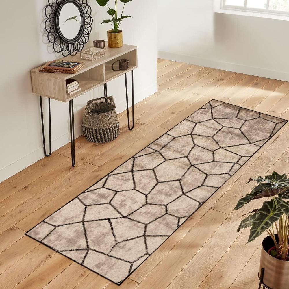 imageSuperior Montauk Collection Indoor Large Area Rug Neutral Striped Design Decor for Bedroom Living Room Kitchen Entryway Office Dining Laundry Dorm Floor Throw Jute Backing 5 x 8 GoldGrey