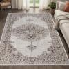 Superior Indoor Area Rug, Cotton Backing, Traditional Medallion Rugs for Living Room, Kitchen, Dining, Office, Bedroom Floors, Entryway, Modern Farmhouse Home Decor, Demelza Collection, 3′ x 5′, Blue(Demelza – Brown)