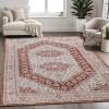 Superior Indoor Area Rug, Cotton Backing, Traditional Medallion Rugs for Living Room, Kitchen, Dining, Office, Bedroom Floors, Entryway, Modern Farmhouse Home Decor, Demelza Collection, 3′ x 5′, Blue(Layl – Ivory & Orange)