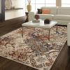 Superior Montauk Collection Indoor Large Area Rug, Neutral Striped Design, Decor for Bedroom, Living Room, Kitchen, Entryway, Office, Dining, Laundry, Dorm, Floor Throw, Jute Backing, 5′ x 8′, Gold(Maroon)