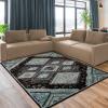Superior Montauk Collection Indoor Large Area Rug, Neutral Striped Design, Decor for Bedroom, Living Room, Kitchen, Entryway, Office, Dining, Laundry, Dorm, Floor Throw, Jute Backing, 5′ x 8′, Gold(Black-grey)