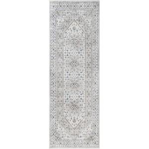Superior Indoor Area Rug, Cotton Backing, Traditional Medallion Rugs for Living Room, Kitchen, Dining, Office, Bedroom Floors, Entryway, Modern Farmhouse Home Decor, Demelza Collection, 3′ x 5′, Blue(Layl – Grey)