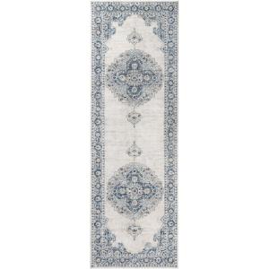 Superior Indoor Area Rug, Cotton Backing, Traditional Medallion Rugs for Living Room, Kitchen, Dining, Office, Bedroom Floors, Entryway, Modern Farmhouse Home Decor, Demelza Collection, 3′ x 5′, Blue(Demelza – Blue)