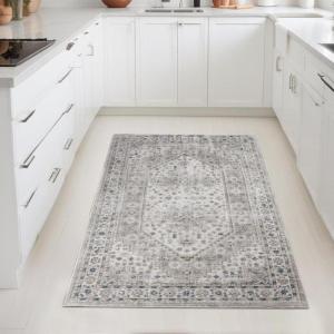 Superior Indoor Area Rug, Cotton Backing, Traditional Medallion Rugs for Living Room, Kitchen, Dining, Office, Bedroom Floors, Entryway, Modern Farmhouse Home Decor, Demelza Collection, 3′ x 5′, Blue(Layl – Blue)