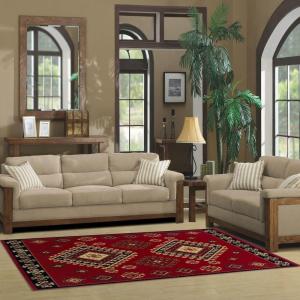 Superior Santa Fe Collection 4′ x 6′ Area Rug, Attractive Rug with Jute Backing, Durable and Beautiful Woven Structure, Bright and Bold Southwest Style – Red