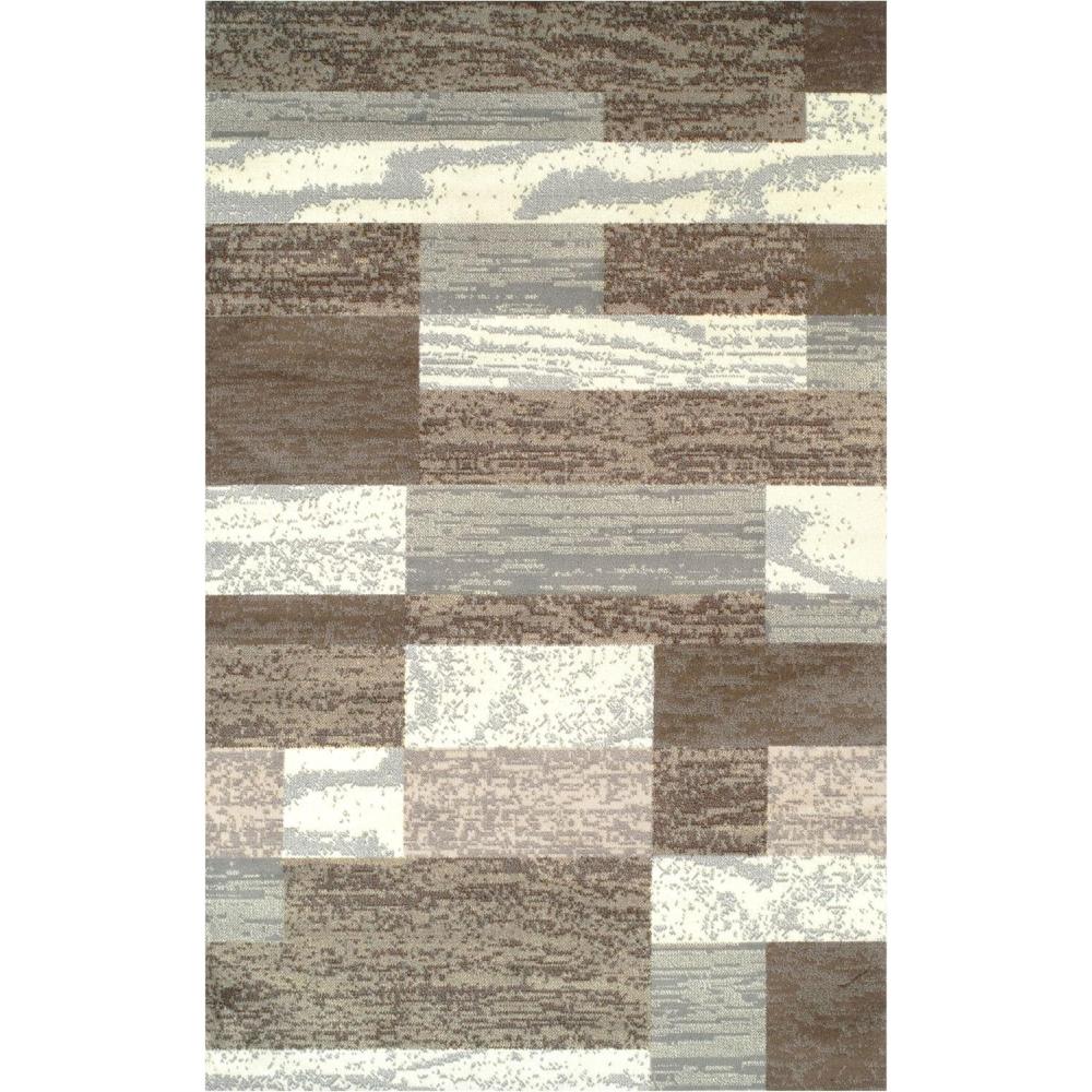 imageSuperior Modern Rockwood Collection Area Rug 8mm Pile Height with Jute Backing Textured Geometric Brick Design AntiStatic WaterRepellent Rugs  Light Blue amp Ivory 4 x 6 Rug