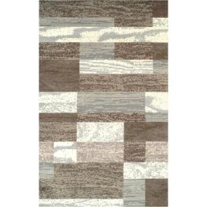Superior Modern Rockwood Collection Area Rug, 8mm Pile Height with Jute Backing, Textured Geometric Brick Design, Anti-Static, Water-Repellent Rugs – Light Blue & Ivory, 4′ x 6′ Rug