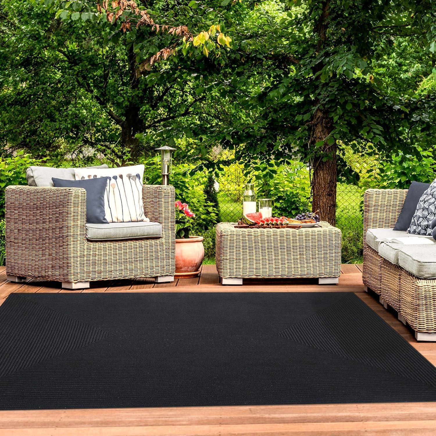 imageSuperior IndoorOutdoor Area Rug Reversible Braided Floor Decor for Living Room Kitchen Patio Front Porch Modern Boho Farmhouse Rugs Hardwood Bedroom Accessories 5 x 8 Black