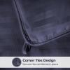 Superior Brushed Microfiber 1 cm Striped Comforter, Down Alternative Bedding, Reversible, Medium Weight, Fluffy, Decorative, Duvet Insert, Oversized Blanket, Box Quilt Design, Twin/Twin XL, Navy Blue