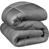 Superior Brushed Microfiber 1 cm Striped Comforter, Down Alternative Bedding, Reversible, Medium Weight, Fluffy, Decorative, Duvet Insert, Oversized Blanket, Box Quilt Design, Twin/Twin XL, Silver