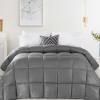 Superior Brushed Microfiber 1 cm Striped Comforter, Down Alternative Bedding, Reversible, Medium Weight, Fluffy, Decorative, Duvet Insert, Oversized Blanket, Box Quilt Design, Twin/Twin XL, Silver