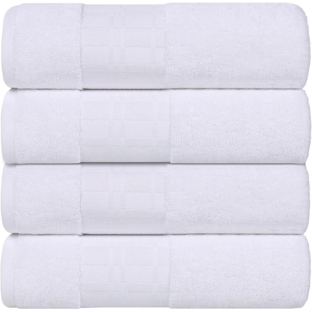 imageSuperior 6Piece Cotton Towel Set Geometric Design Dobby Border Plush Quick Dry Towels Decorative Bathroom Spa Includes 2 Bath 2 Hand 2 Face Towels Washcloth Larissa Collection Navy BlueWhitewhite
