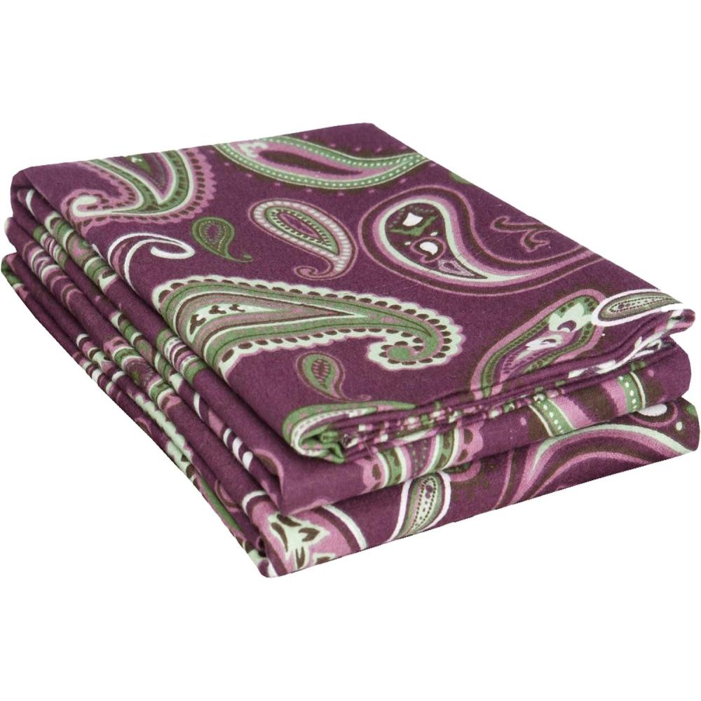 imageSuperior Premium Cotton Flannel Pillowcases All Season 100 Brushed Cotton Flannel Bedding Pillowcase Set of 2  Standard Paisley GreyPaisley Purple